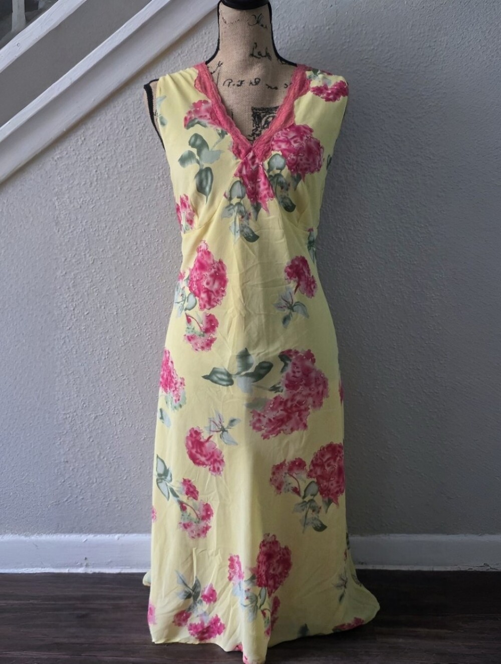 Vintage A Wild Thyme Yellow & Pink Floral Midi Sundress Size 16
